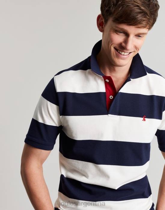 Joules polo de avellana hombres raya blanca azul vestir 64BB165