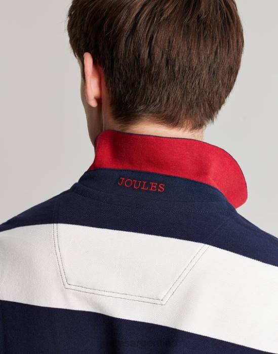 Joules polo de avellana hombres raya blanca azul vestir 64BB165