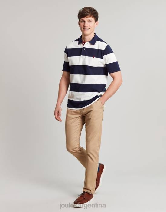 Joules polo de avellana hombres raya blanca azul vestir 64BB165