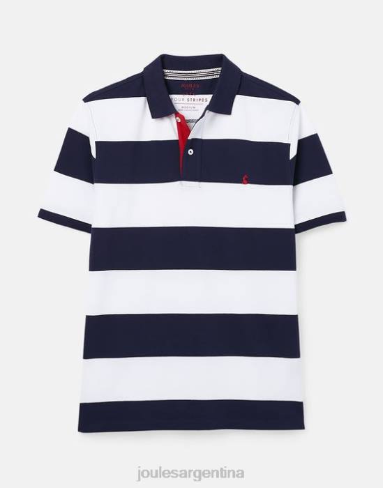 Joules polo de avellana hombres raya blanca azul vestir 64BB165
