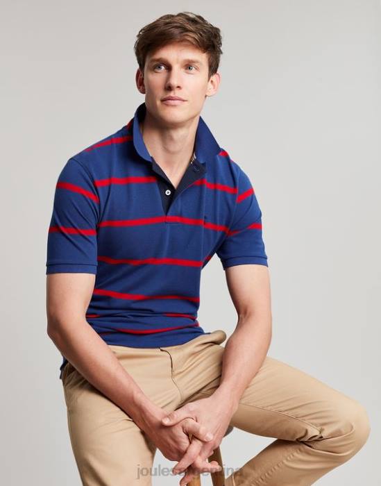 Joules polo de avellana hombres raya roja marina vestir 64BB217