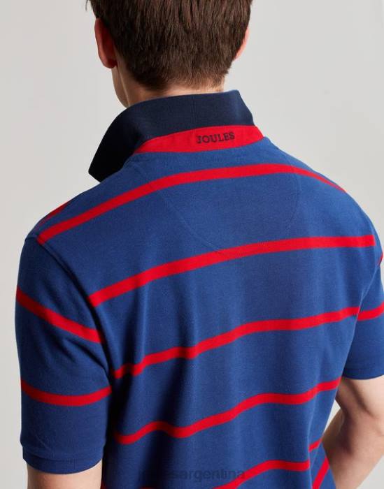 Joules polo de avellana hombres raya roja marina vestir 64BB217