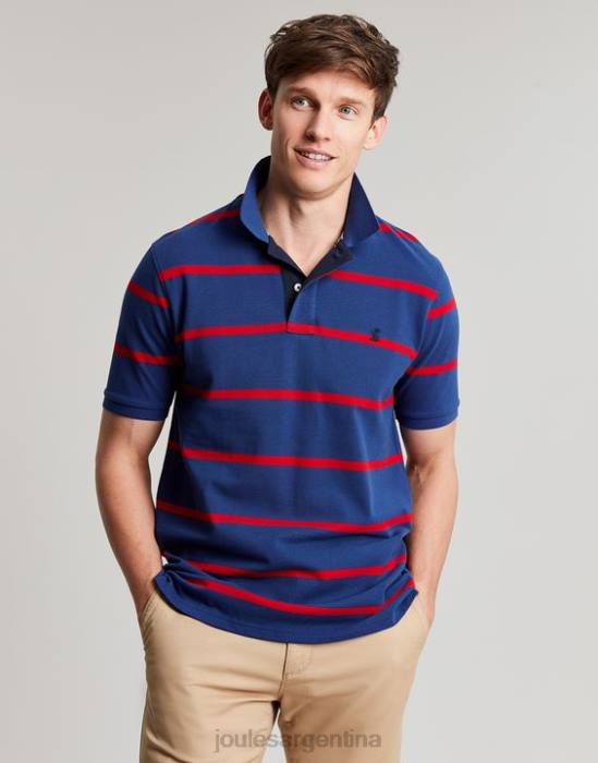 Joules polo de avellana hombres raya roja marina vestir 64BB217