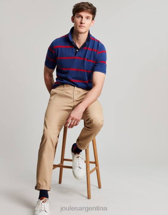 Joules polo de avellana hombres raya roja marina vestir 64BB217