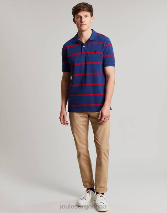 Joules polo de avellana hombres raya roja marina vestir 64BB217