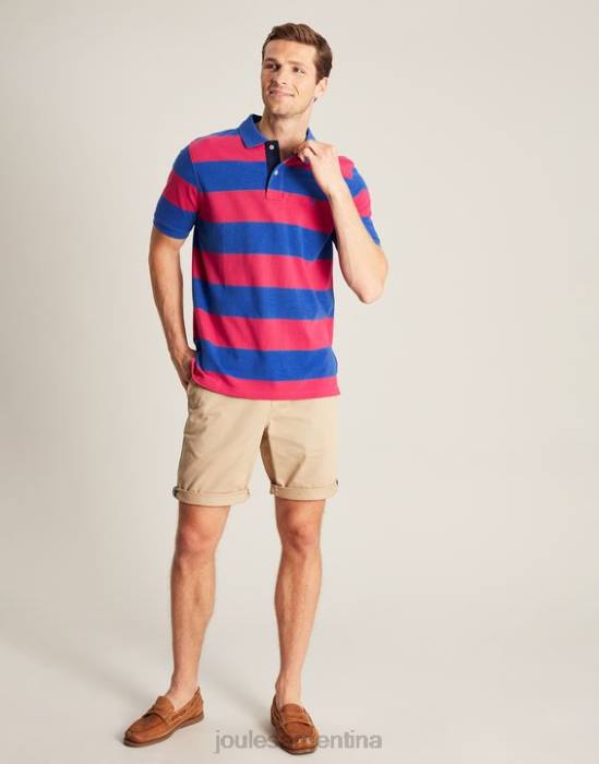 Joules polo de avellana hombres raya rosa azul medio vestir 64BB204