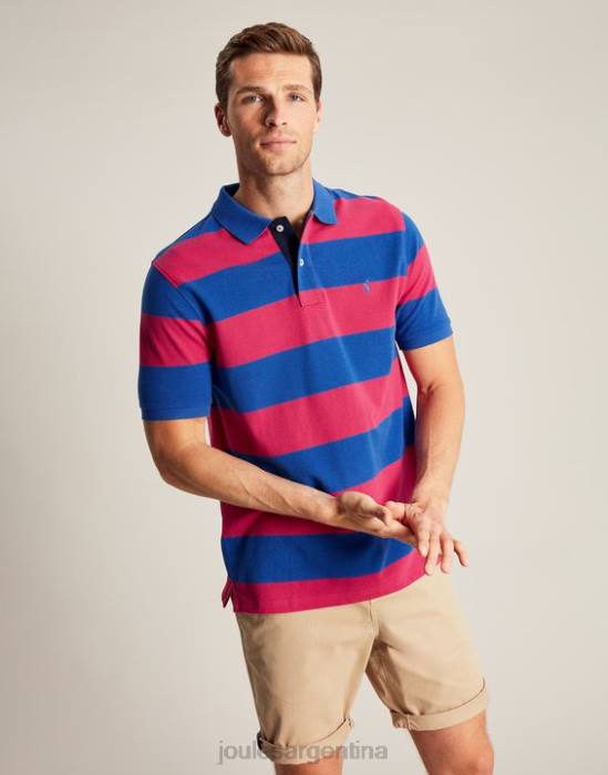 Joules polo de avellana hombres raya rosa azul medio vestir 64BB204