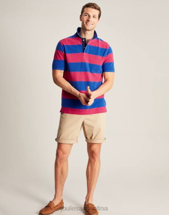 Joules polo de avellana hombres raya rosa azul medio vestir 64BB204