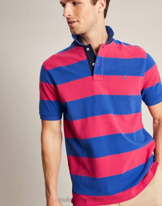 Joules polo de avellana hombres raya rosa azul medio vestir 64BB204