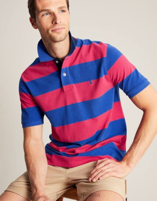 Joules polo de avellana hombres raya rosa azul medio vestir 64BB204