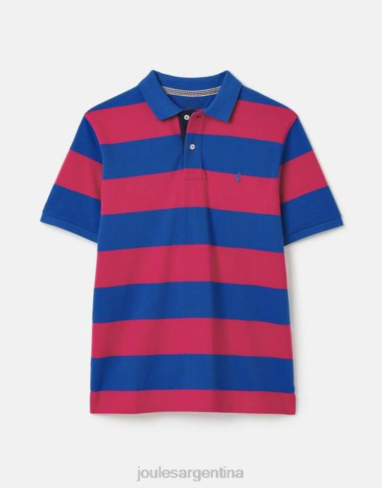 Joules polo de avellana hombres raya rosa azul medio vestir 64BB204