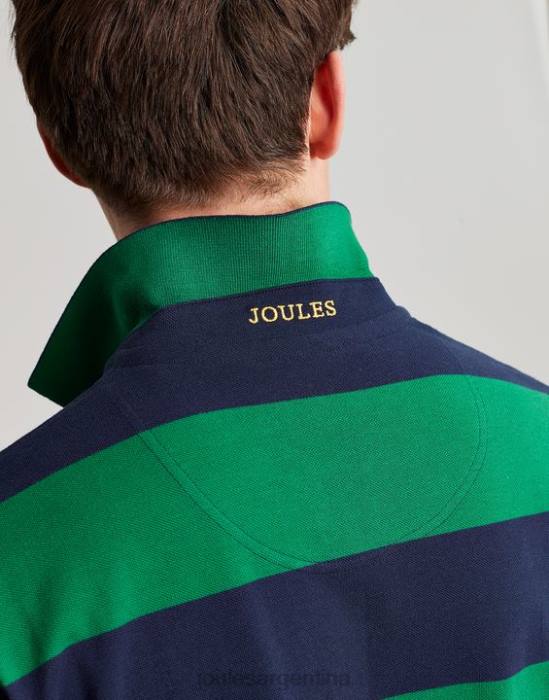 Joules polo de avellana hombres raya verde marino vestir 64BB218
