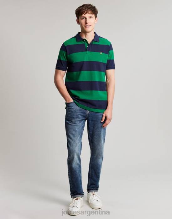 Joules polo de avellana hombres raya verde marino vestir 64BB218