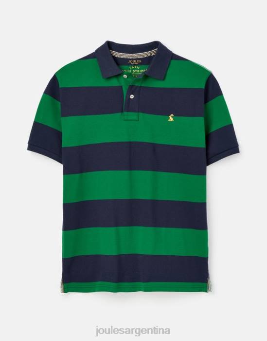 Joules polo de avellana hombres raya verde marino vestir 64BB218