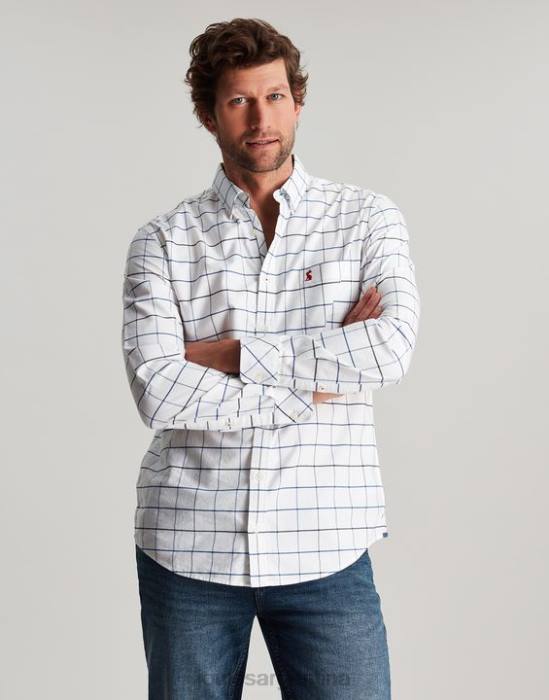 Joules Camisa Welford de manga larga y corte clásico a cuadros hombres cheque blanco vestir 64BB241