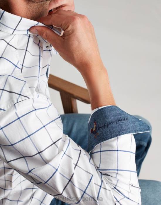 Joules Camisa Welford de manga larga y corte clásico a cuadros hombres cheque blanco vestir 64BB241
