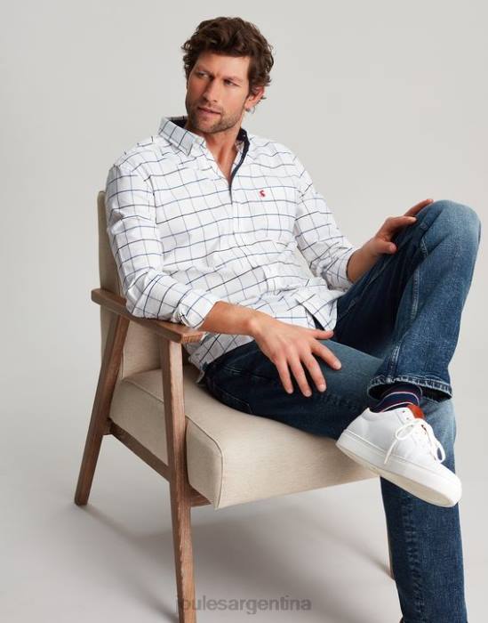 Joules Camisa Welford de manga larga y corte clásico a cuadros hombres cheque blanco vestir 64BB241
