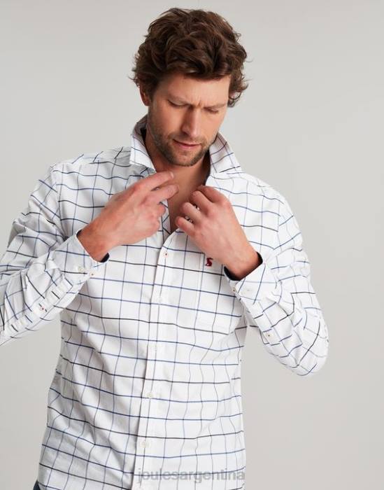 Joules Camisa Welford de manga larga y corte clásico a cuadros hombres cheque blanco vestir 64BB241