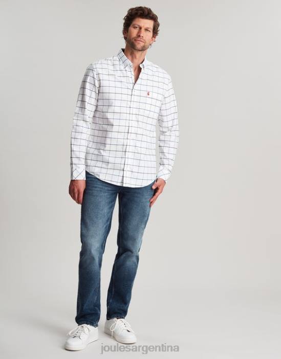 Joules Camisa Welford de manga larga y corte clásico a cuadros hombres cheque blanco vestir 64BB241