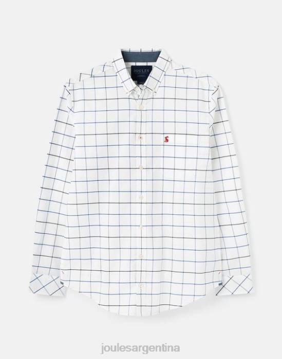 Joules Camisa Welford de manga larga y corte clásico a cuadros hombres cheque blanco vestir 64BB241