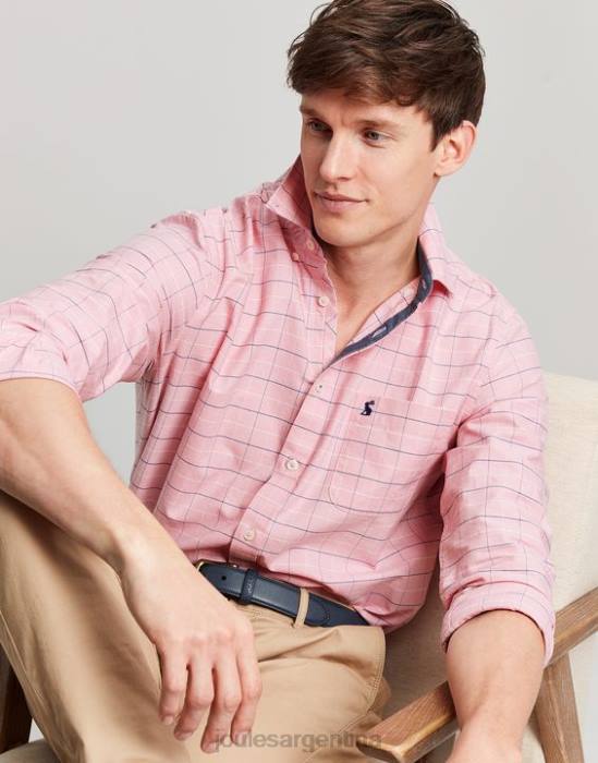 Joules Camisa Welford de manga larga y corte clásico a cuadros hombres cheque rosa vestir 64BB247