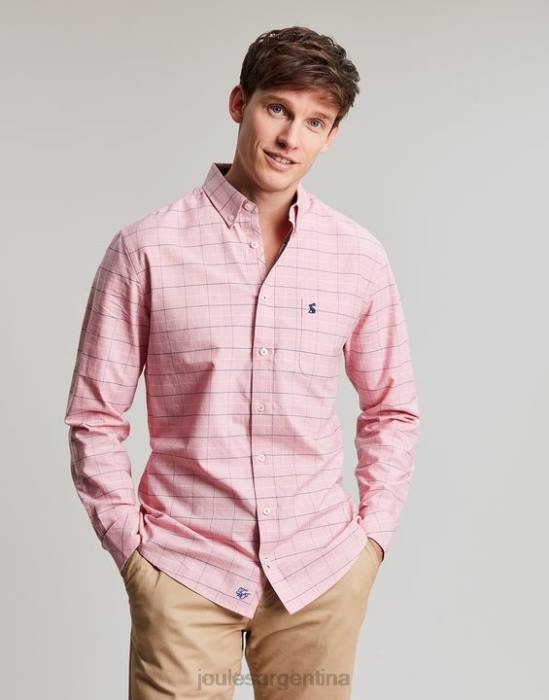 Joules Camisa Welford de manga larga y corte clásico a cuadros hombres cheque rosa vestir 64BB247
