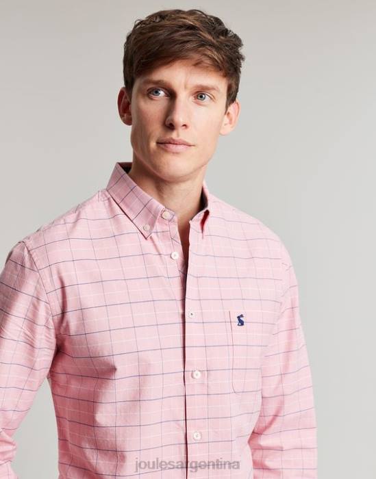 Joules Camisa Welford de manga larga y corte clásico a cuadros hombres cheque rosa vestir 64BB247