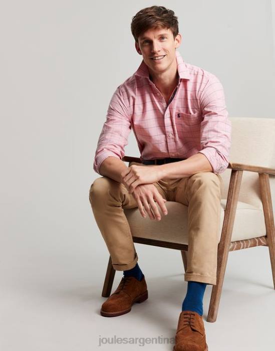 Joules Camisa Welford de manga larga y corte clásico a cuadros hombres cheque rosa vestir 64BB247