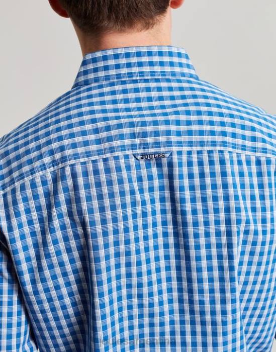 Joules Camisa de popelina melocotón de corte clásico de Abbott hombres guinga azul vestir 64BB212