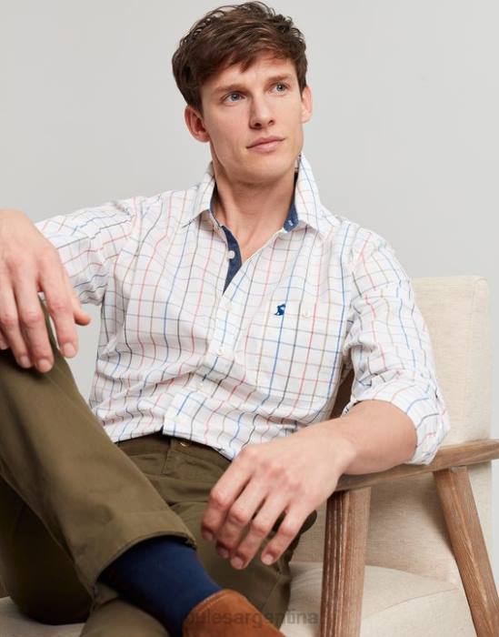 Joules Camisa de popelina melocotón de corte clásico de Abbott hombres verificación múltiple vestir 64BB244