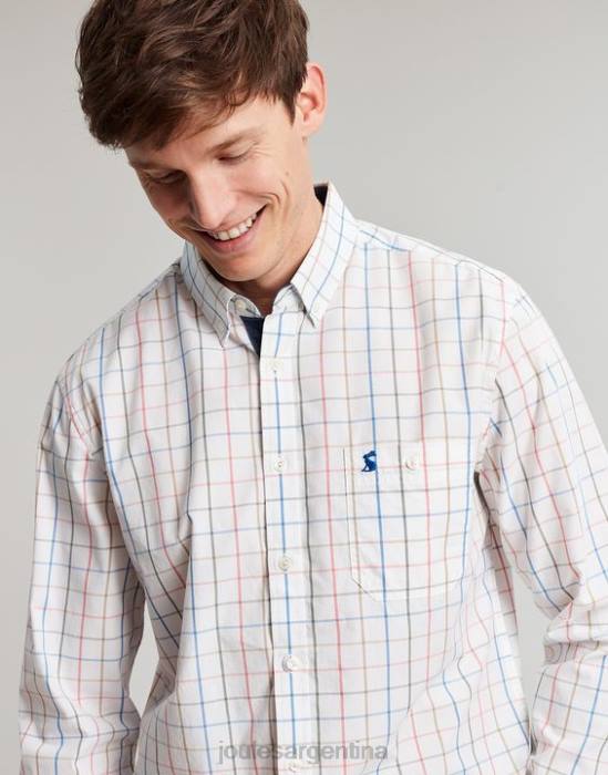 Joules Camisa de popelina melocotón de corte clásico de Abbott hombres verificación múltiple vestir 64BB244