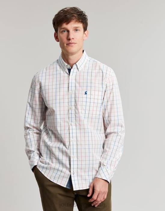 Joules Camisa de popelina melocotón de corte clásico de Abbott hombres verificación múltiple vestir 64BB244