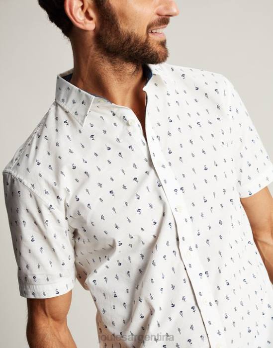 Joules camisa Lloyd de corte clásico estampada hombres blanco vestir 64BB238