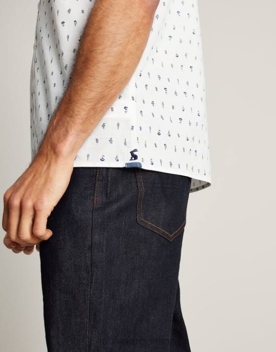 Joules camisa Lloyd de corte clásico estampada hombres blanco vestir 64BB238