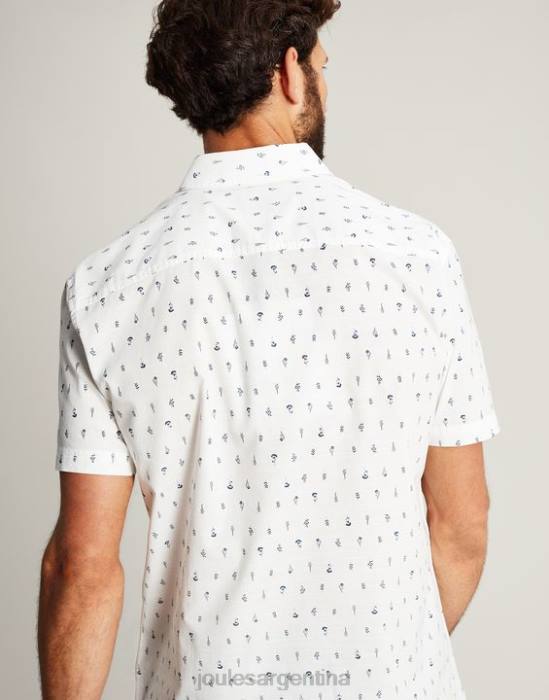 Joules camisa Lloyd de corte clásico estampada hombres blanco vestir 64BB238