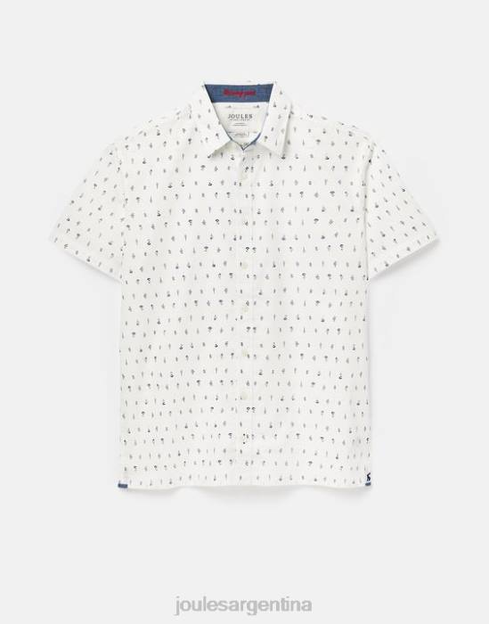 Joules camisa Lloyd de corte clásico estampada hombres blanco vestir 64BB238