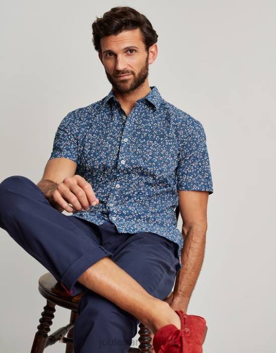 Joules camisa Lloyd de corte clásico estampada hombres flor azul vestir 64BB195