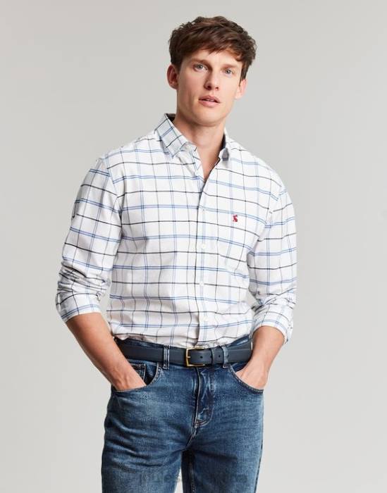 Joules camisa Welford de corte clásico a cuadros hombres cheque azul marino vestir 64BB239