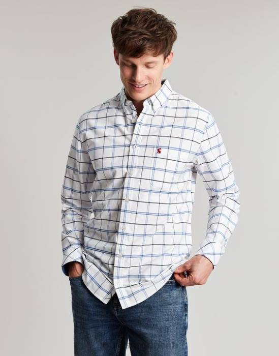 Joules camisa Welford de corte clásico a cuadros hombres cheque azul marino vestir 64BB239