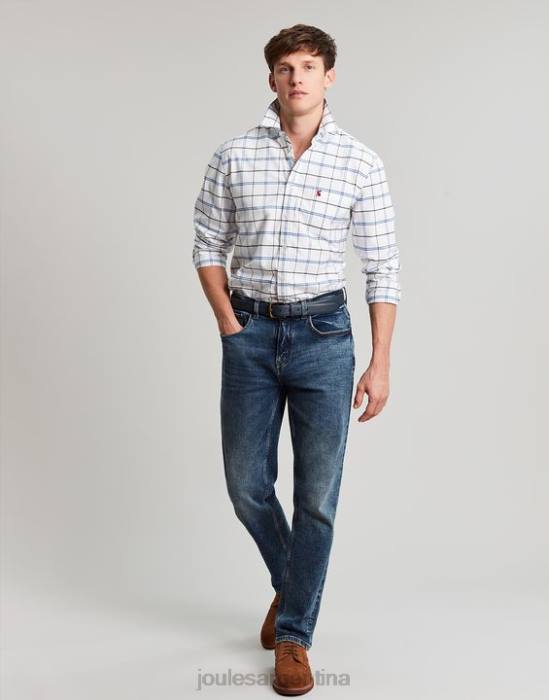 Joules camisa Welford de corte clásico a cuadros hombres cheque azul marino vestir 64BB239
