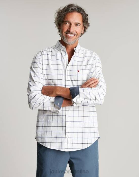 Joules camisa Welford de corte clásico a cuadros hombres cheque blanco vestir 64BB174