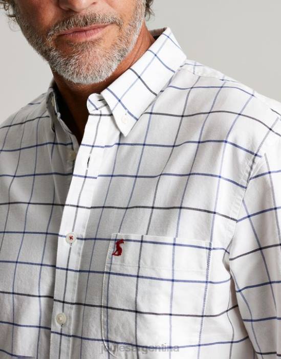 Joules camisa Welford de corte clásico a cuadros hombres cheque blanco vestir 64BB174