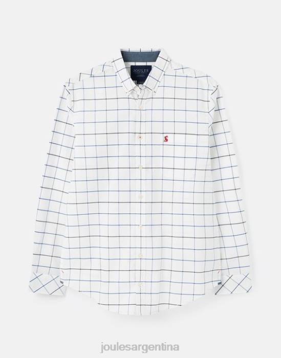 Joules camisa Welford de corte clásico a cuadros hombres cheque blanco vestir 64BB174