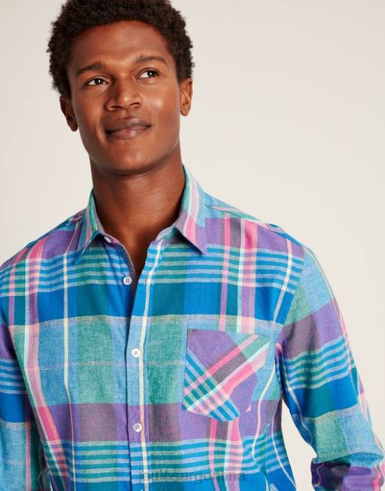 Joules camisa bayard de corte clásico hombres cheque rosa azul vestir 64BB223