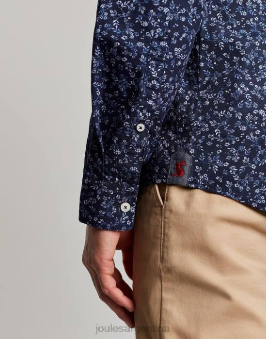 Joules camisa de corte clásico con estampado de invitación hombres florete azul marino vestir 64BB211