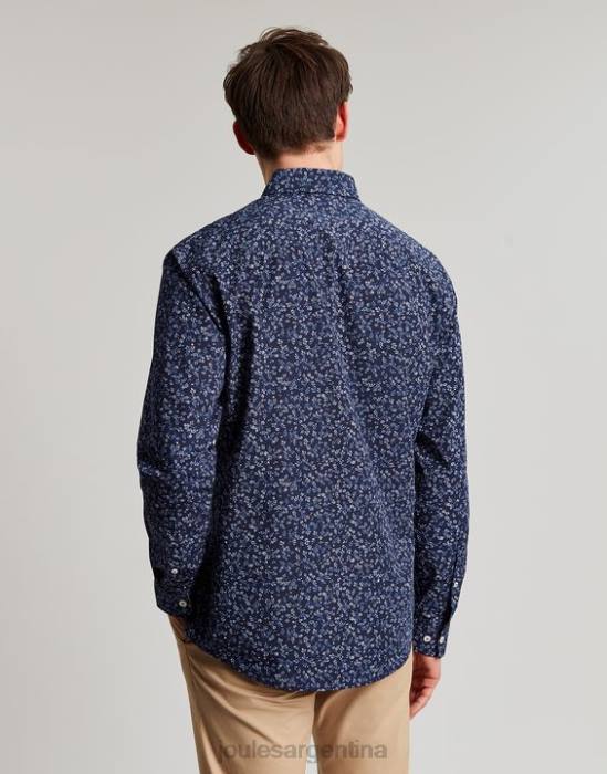 Joules camisa de corte clásico con estampado de invitación hombres florete azul marino vestir 64BB211