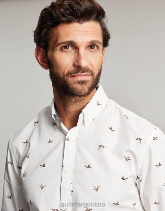 Joules camisa de corte clásico con estampado de invitación hombres patos blancos vestir 64BB227