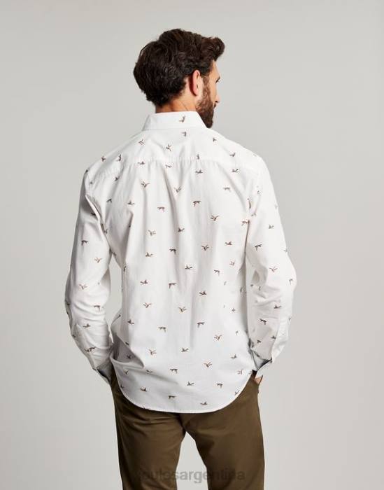 Joules camisa de corte clásico con estampado de invitación hombres patos blancos vestir 64BB227
