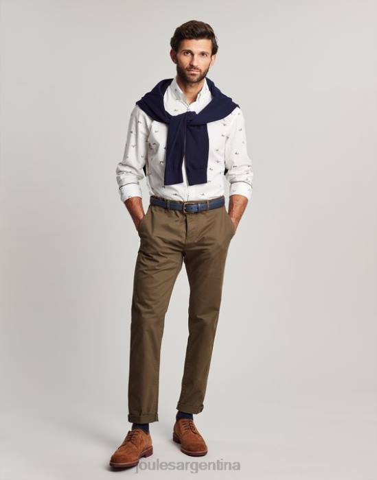 Joules camisa de corte clásico con estampado de invitación hombres patos blancos vestir 64BB227