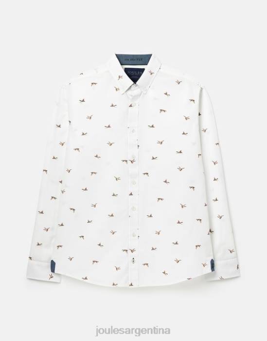 Joules camisa de corte clásico con estampado de invitación hombres patos blancos vestir 64BB227